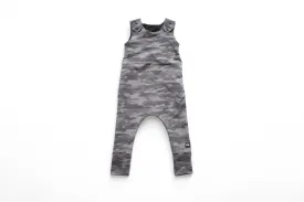 1-3y Black Textured Camo Overall Pants Romper - Grow With Me