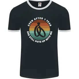 1 Year Wedding Anniversary 1st Marriage Mens Ringer T-Shirt FotL