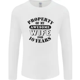 10th Wedding Anniversary 10 Year Funny Wife Mens Long Sleeve T-Shirt