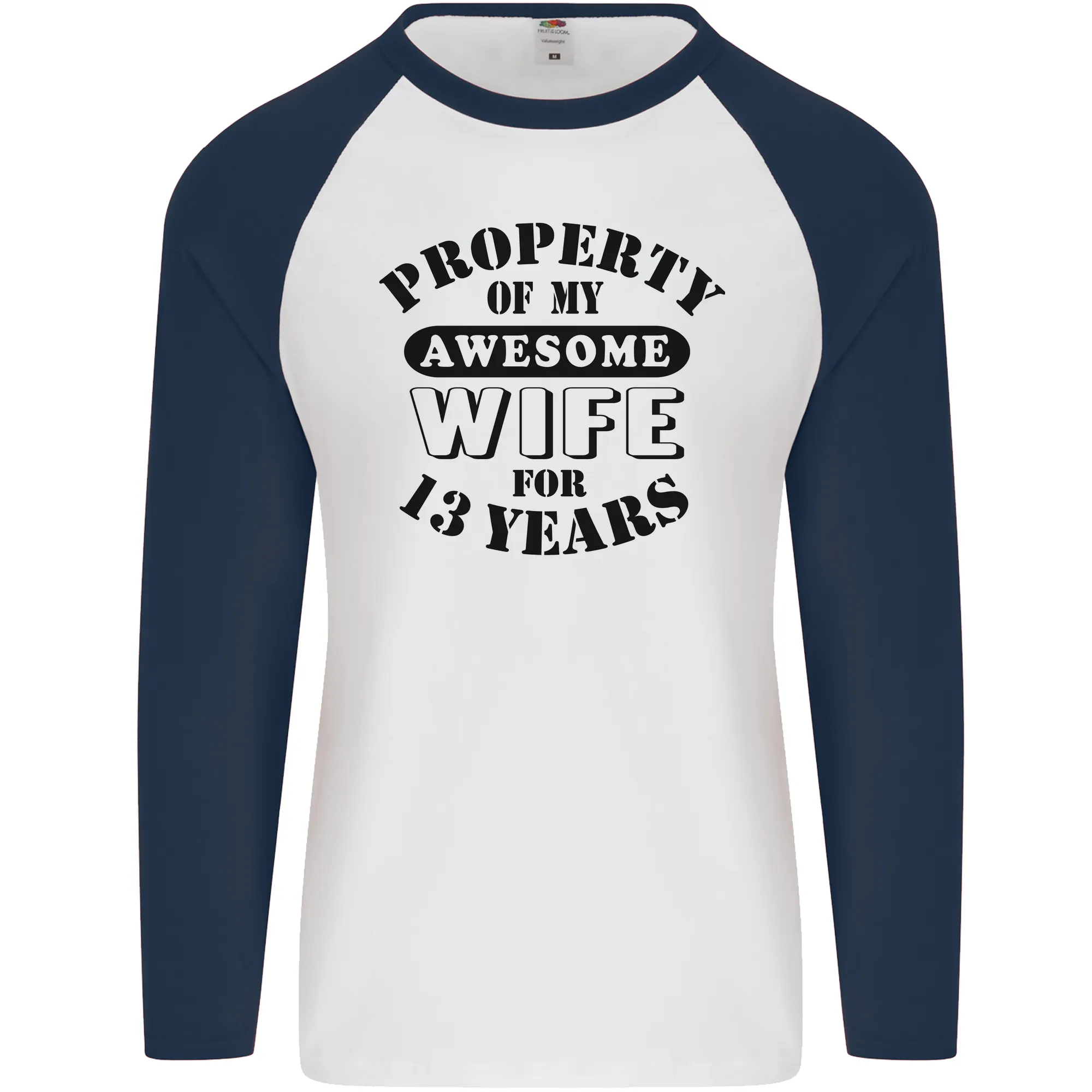 13th Wedding Anniversary 13 Year Funny Wife Mens L/S Baseball T-Shirt