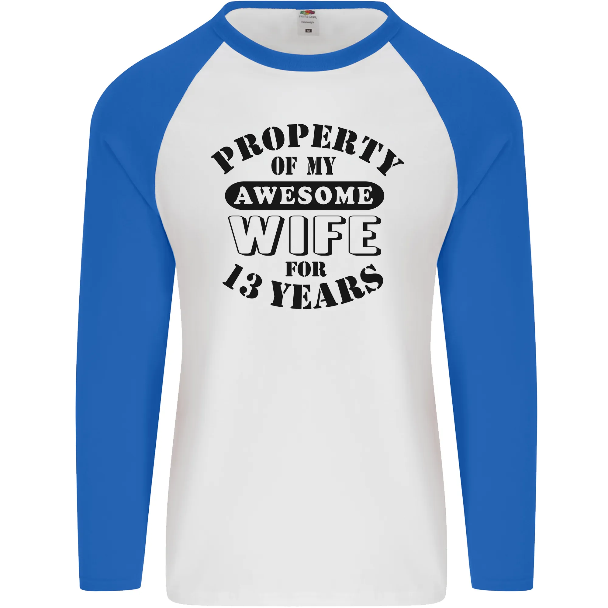 13th Wedding Anniversary 13 Year Funny Wife Mens L/S Baseball T-Shirt