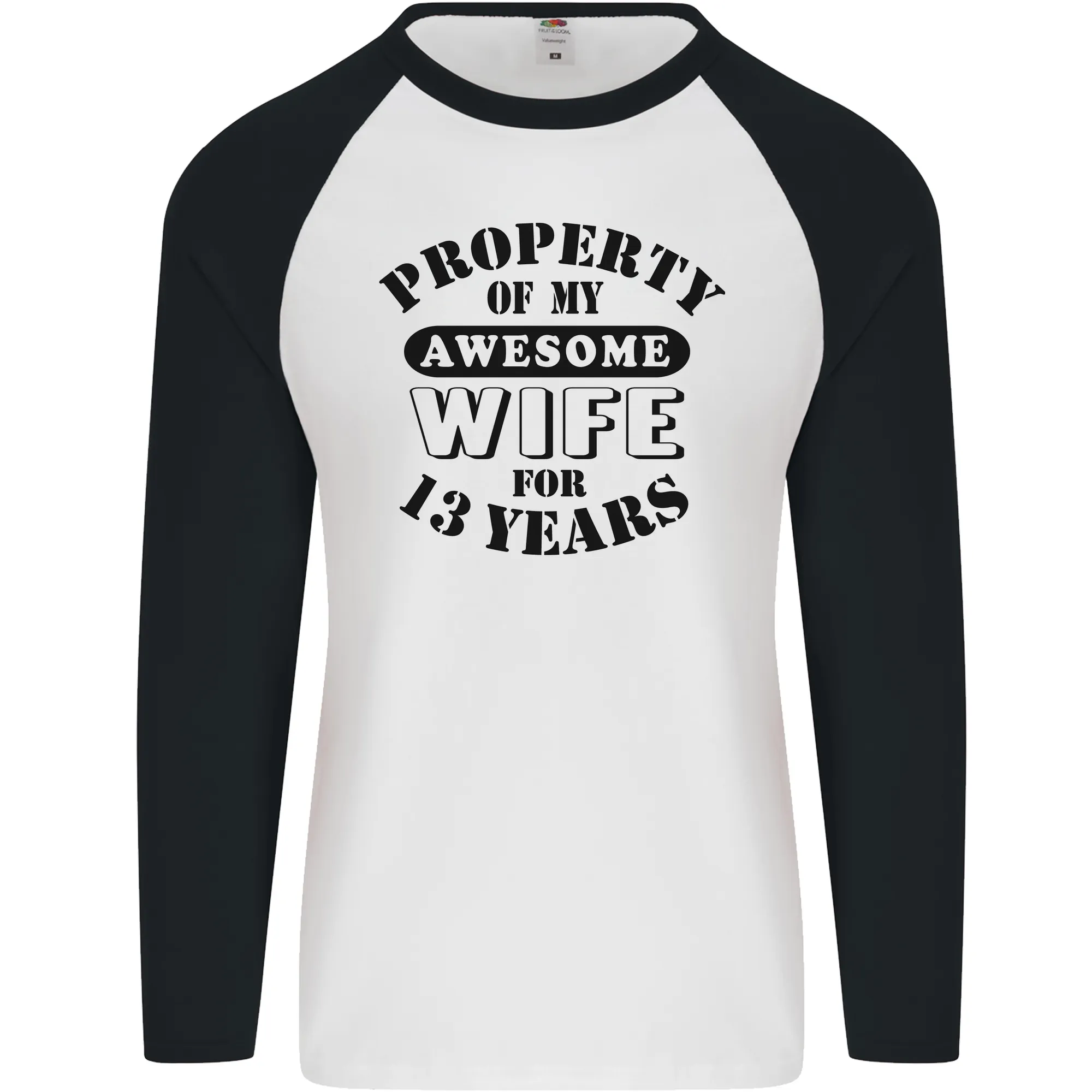 13th Wedding Anniversary 13 Year Funny Wife Mens L/S Baseball T-Shirt