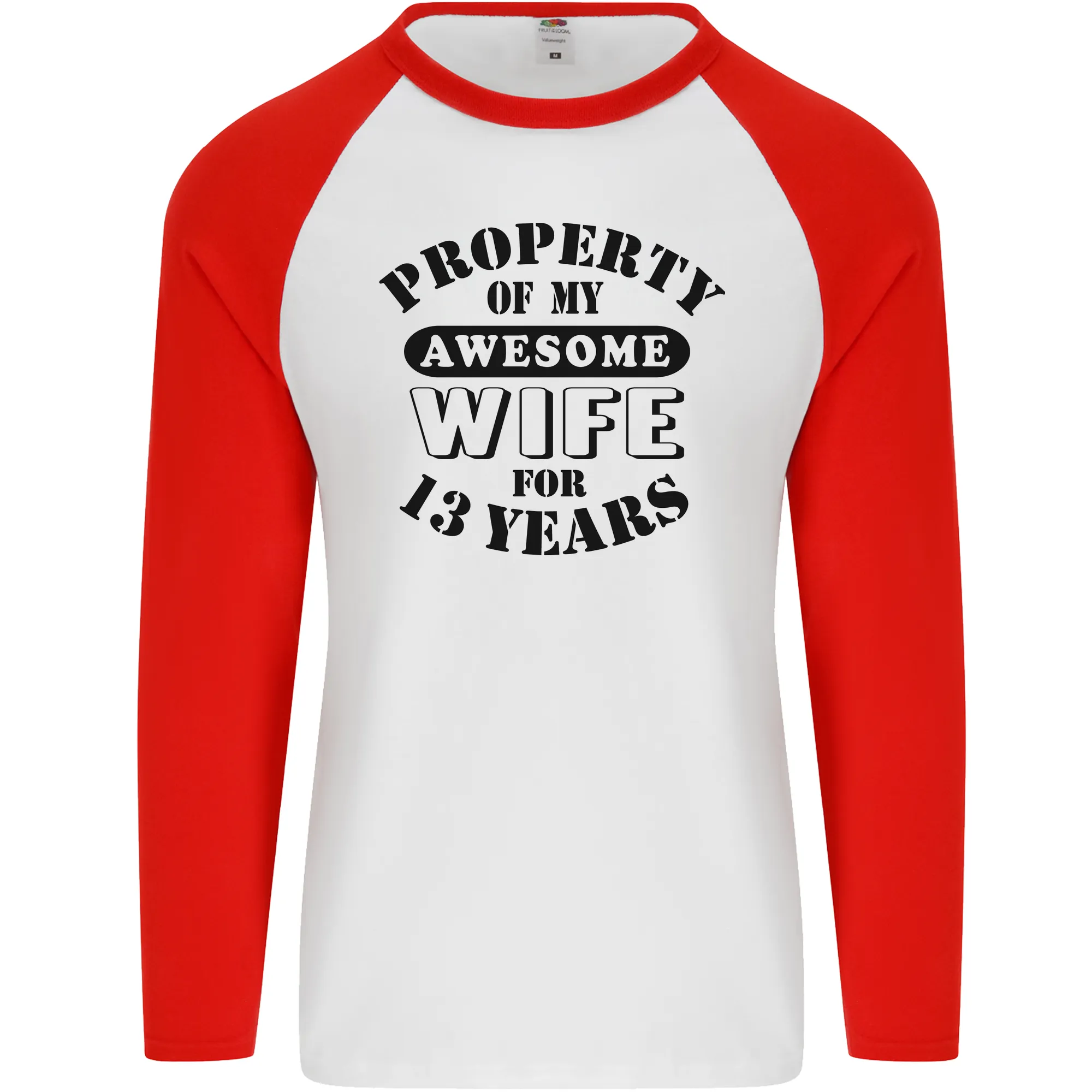 13th Wedding Anniversary 13 Year Funny Wife Mens L/S Baseball T-Shirt