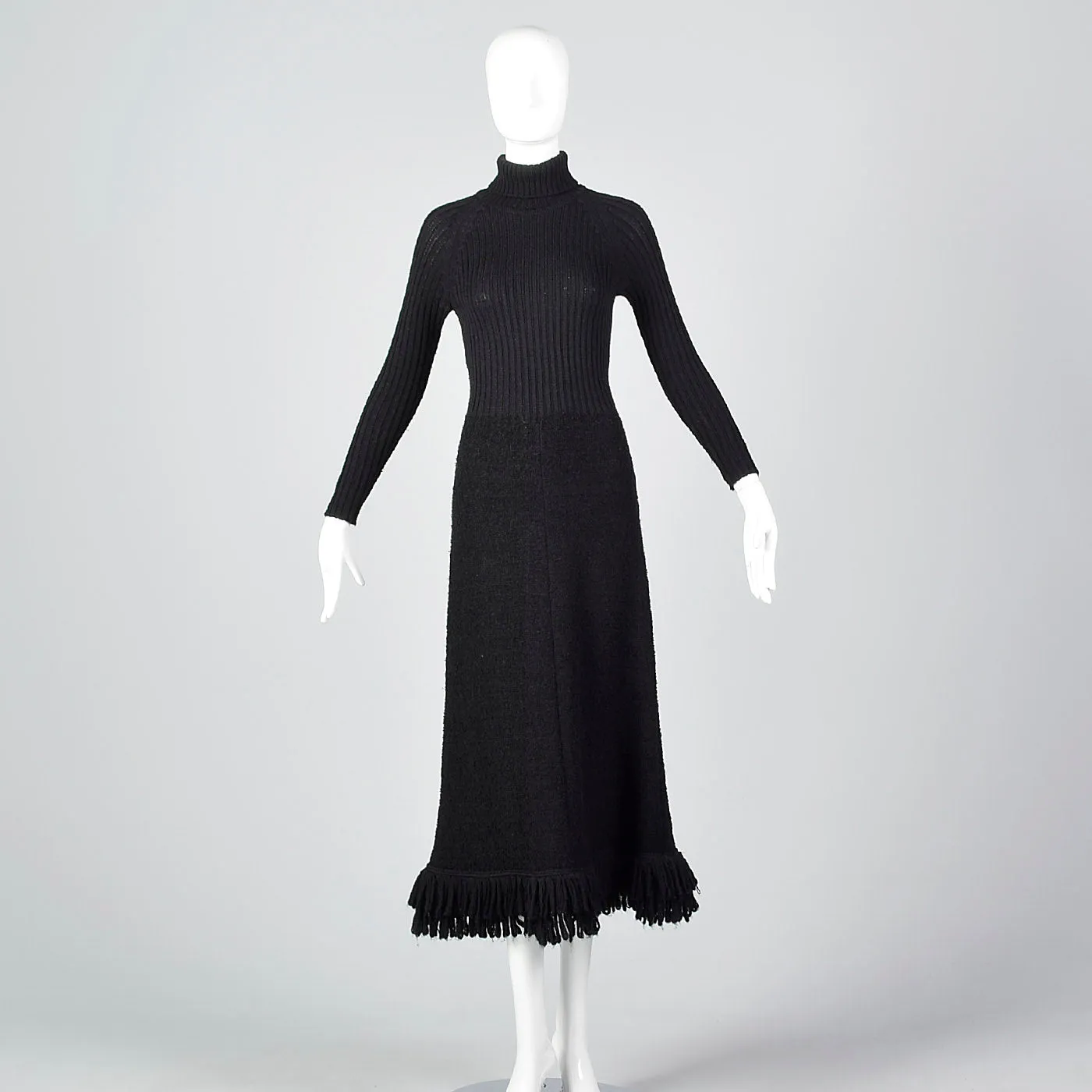 1970s Marni Knits Tight Black Turtleneck Dress