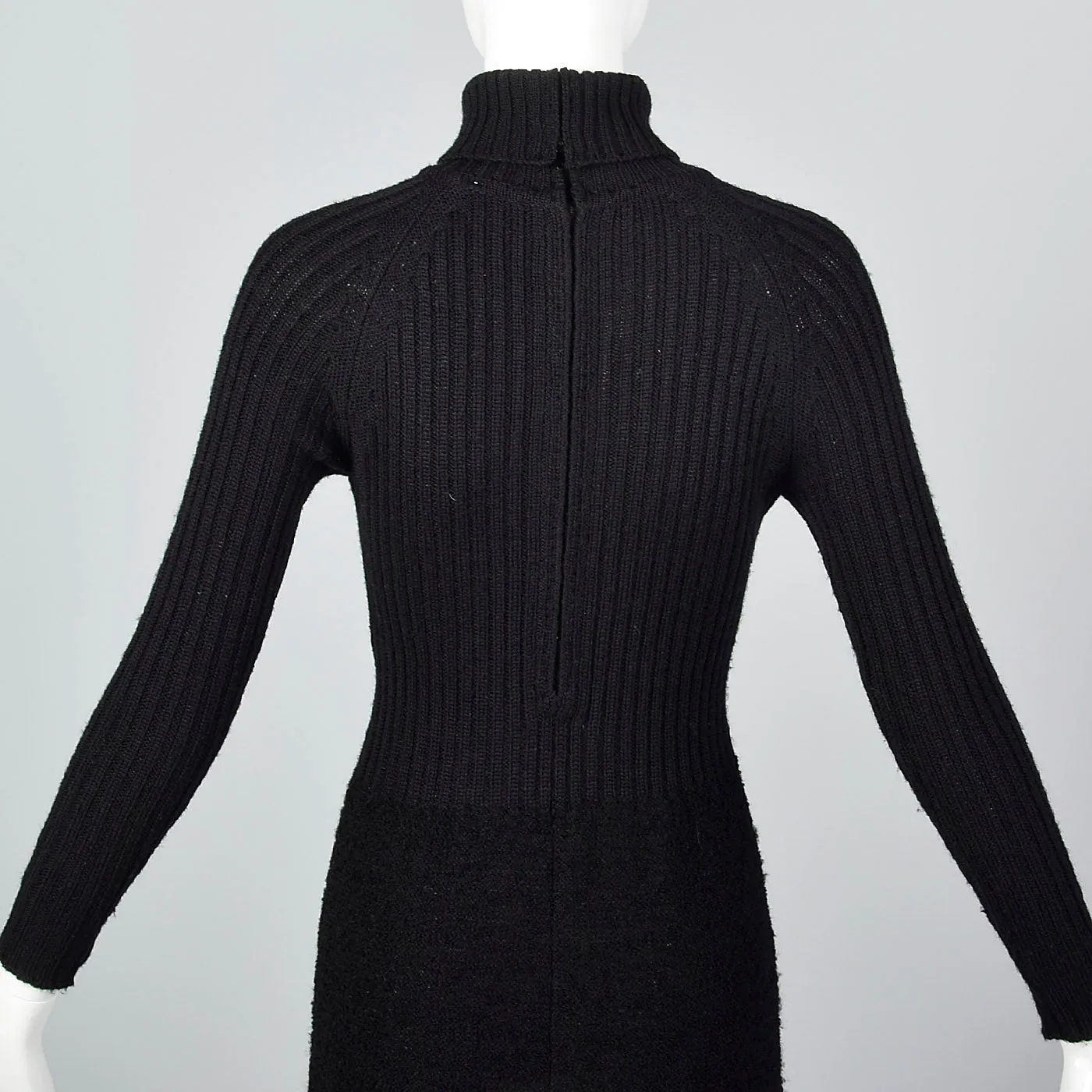 1970s Marni Knits Tight Black Turtleneck Dress