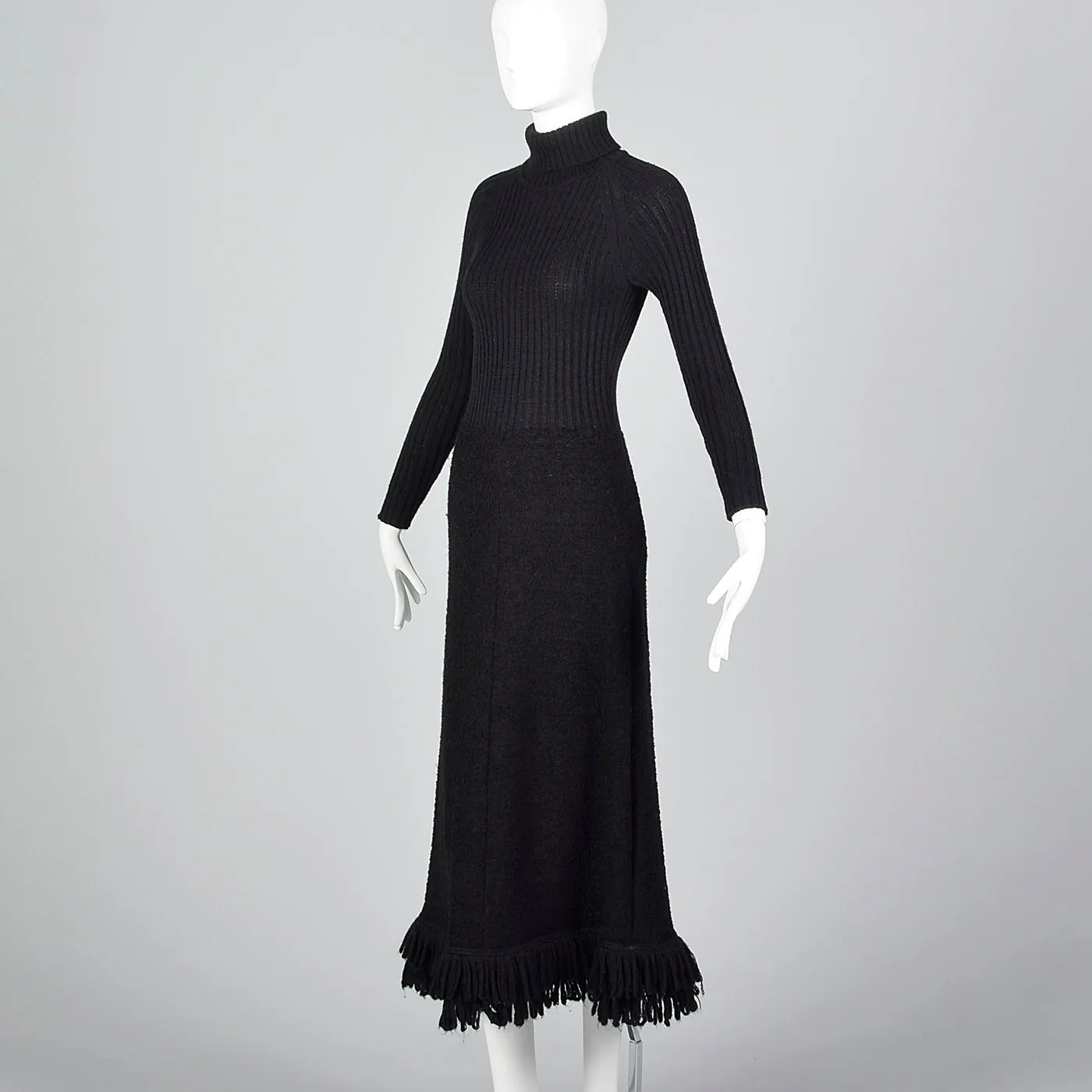 1970s Marni Knits Tight Black Turtleneck Dress
