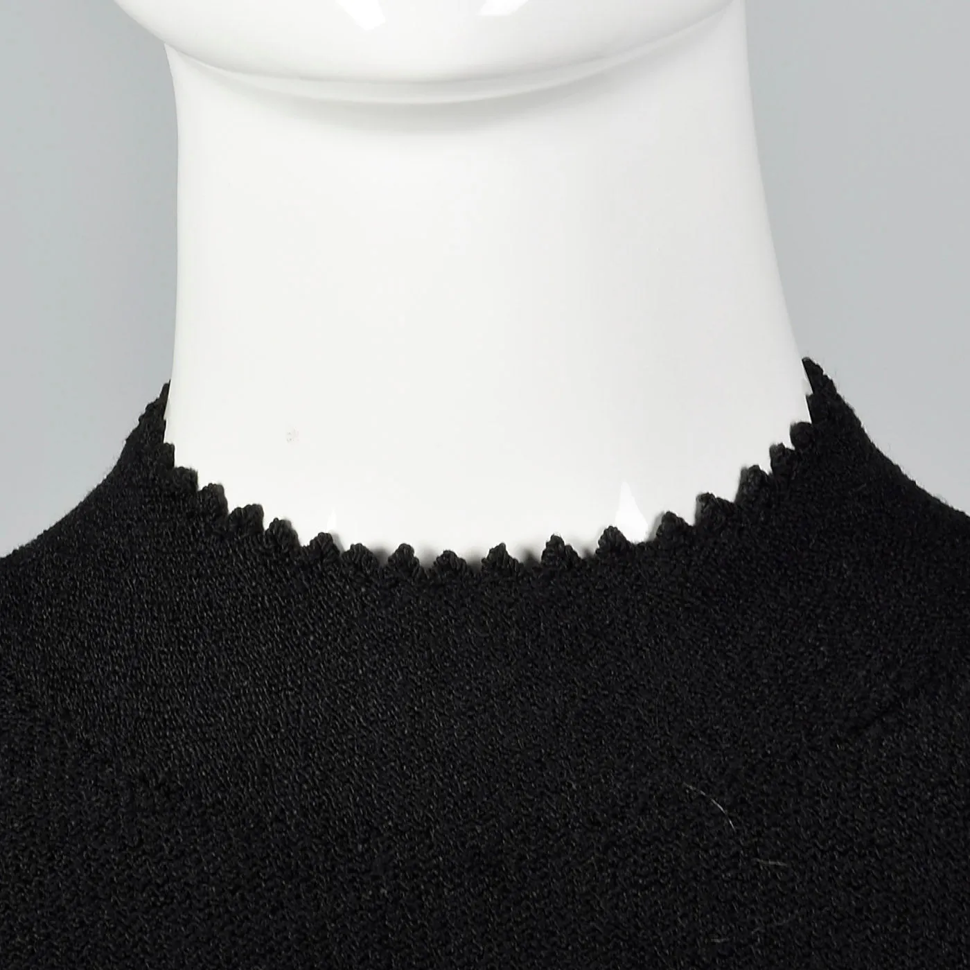 1980s Adolfo Black Knit Dress with Bishop Sleeves