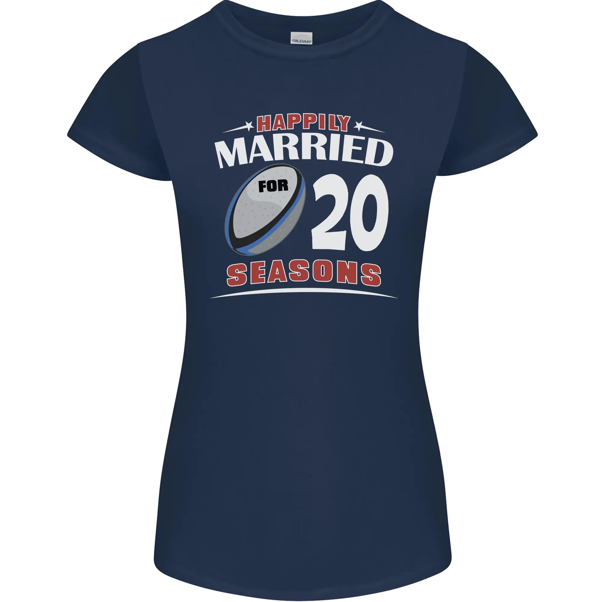 20 Year Wedding Anniversary 20th Rugby Womens Petite Cut T-Shirt