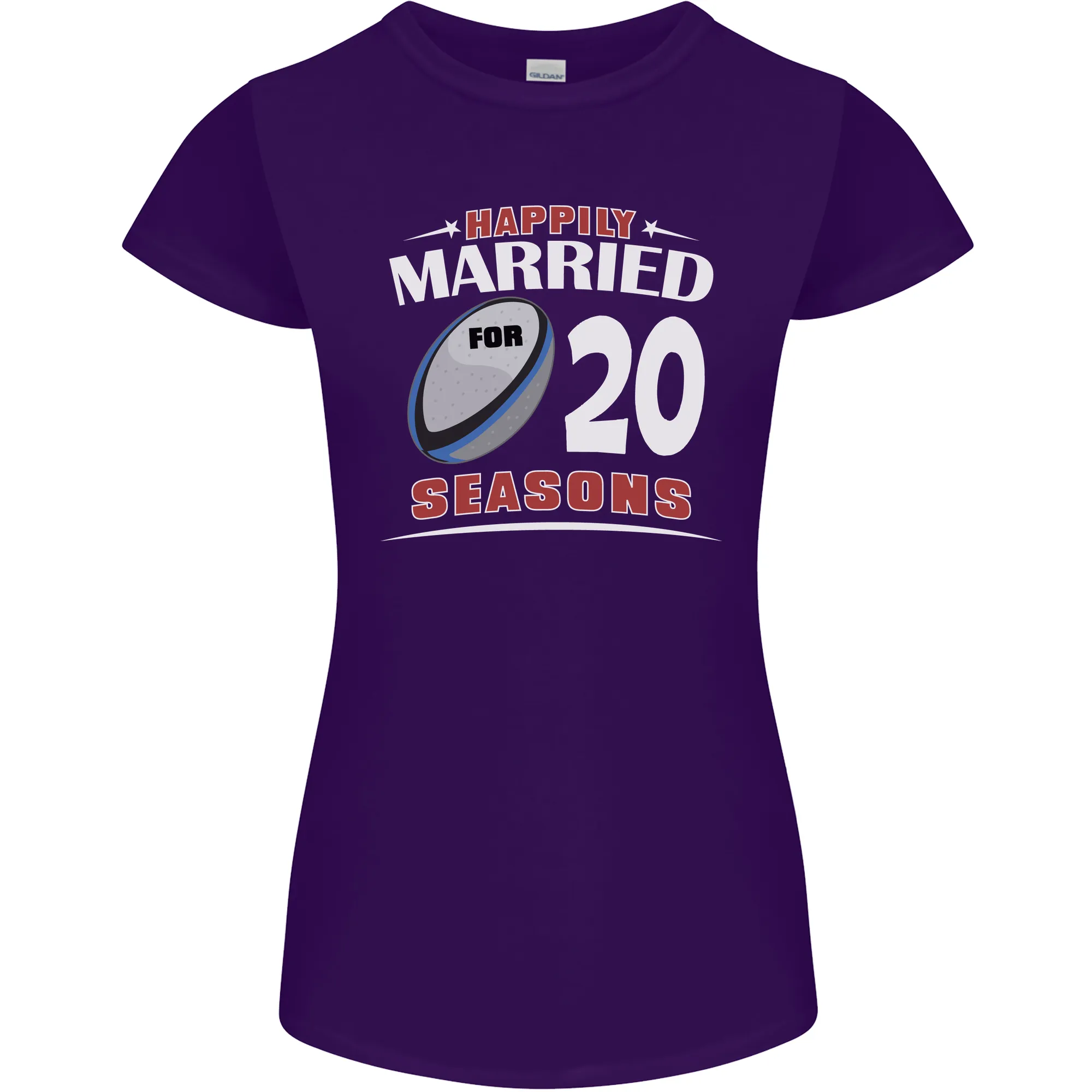 20 Year Wedding Anniversary 20th Rugby Womens Petite Cut T-Shirt