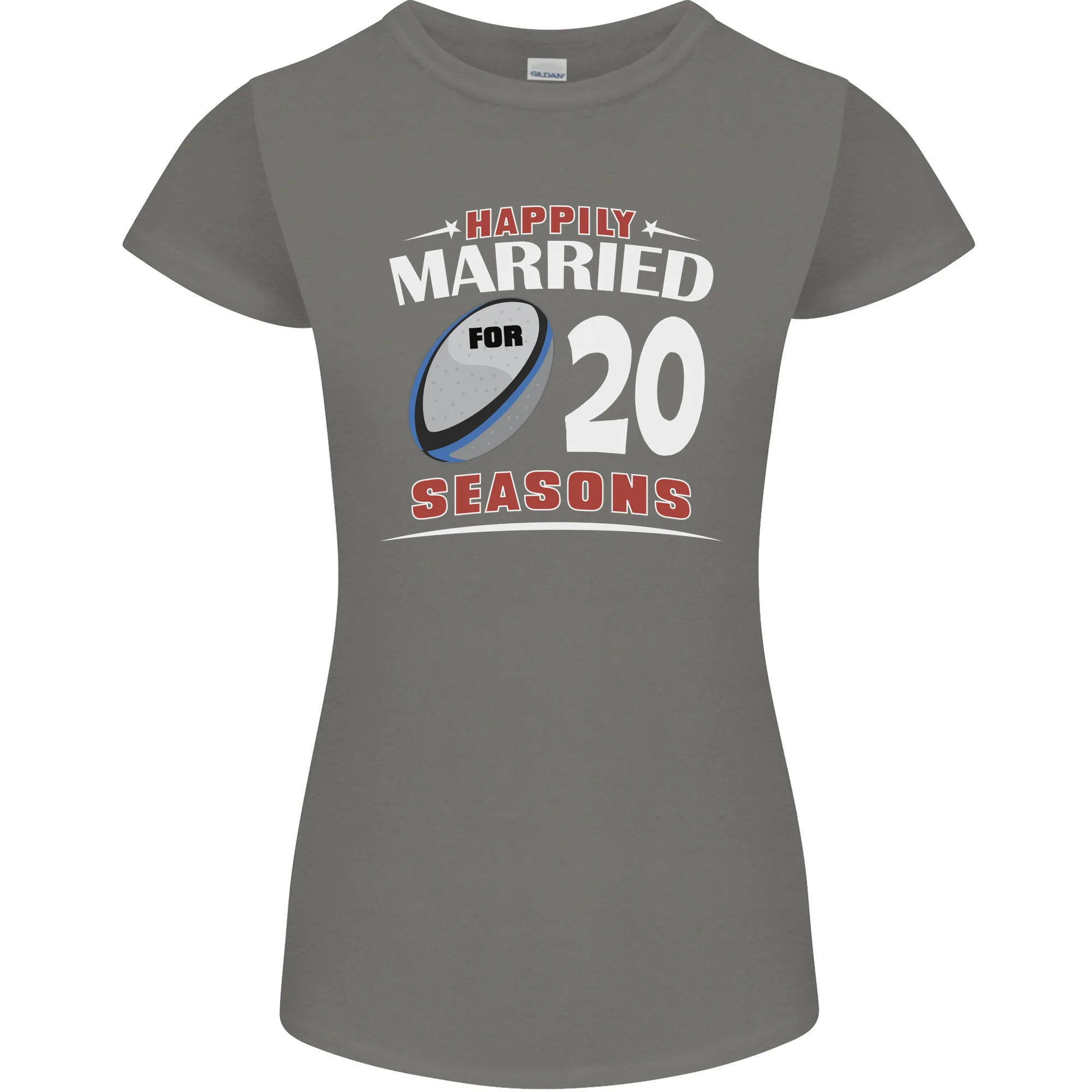 20 Year Wedding Anniversary 20th Rugby Womens Petite Cut T-Shirt