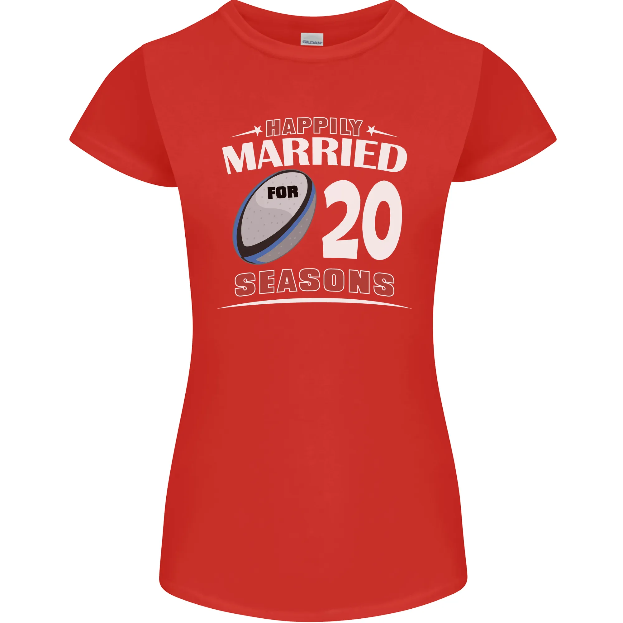 20 Year Wedding Anniversary 20th Rugby Womens Petite Cut T-Shirt
