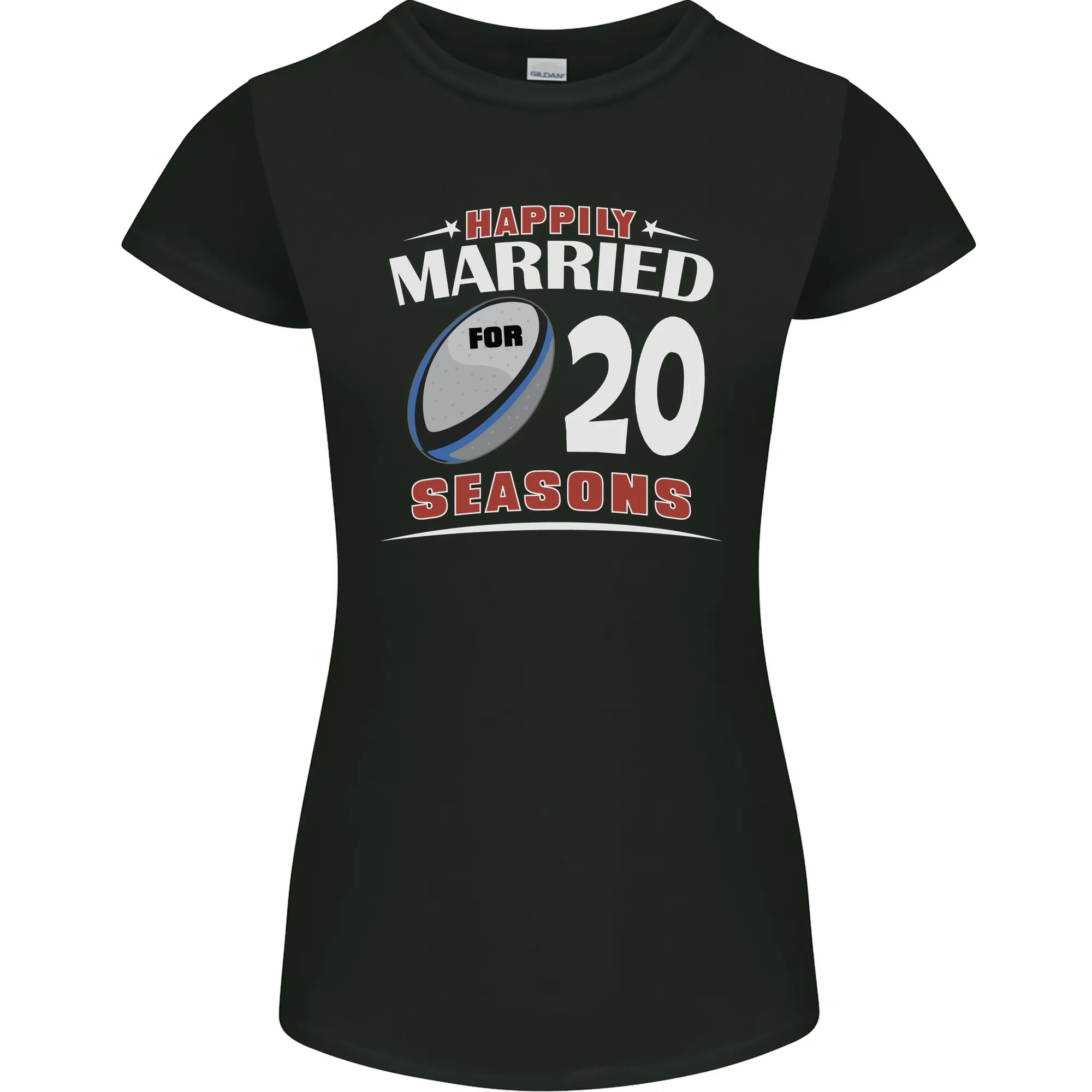 20 Year Wedding Anniversary 20th Rugby Womens Petite Cut T-Shirt