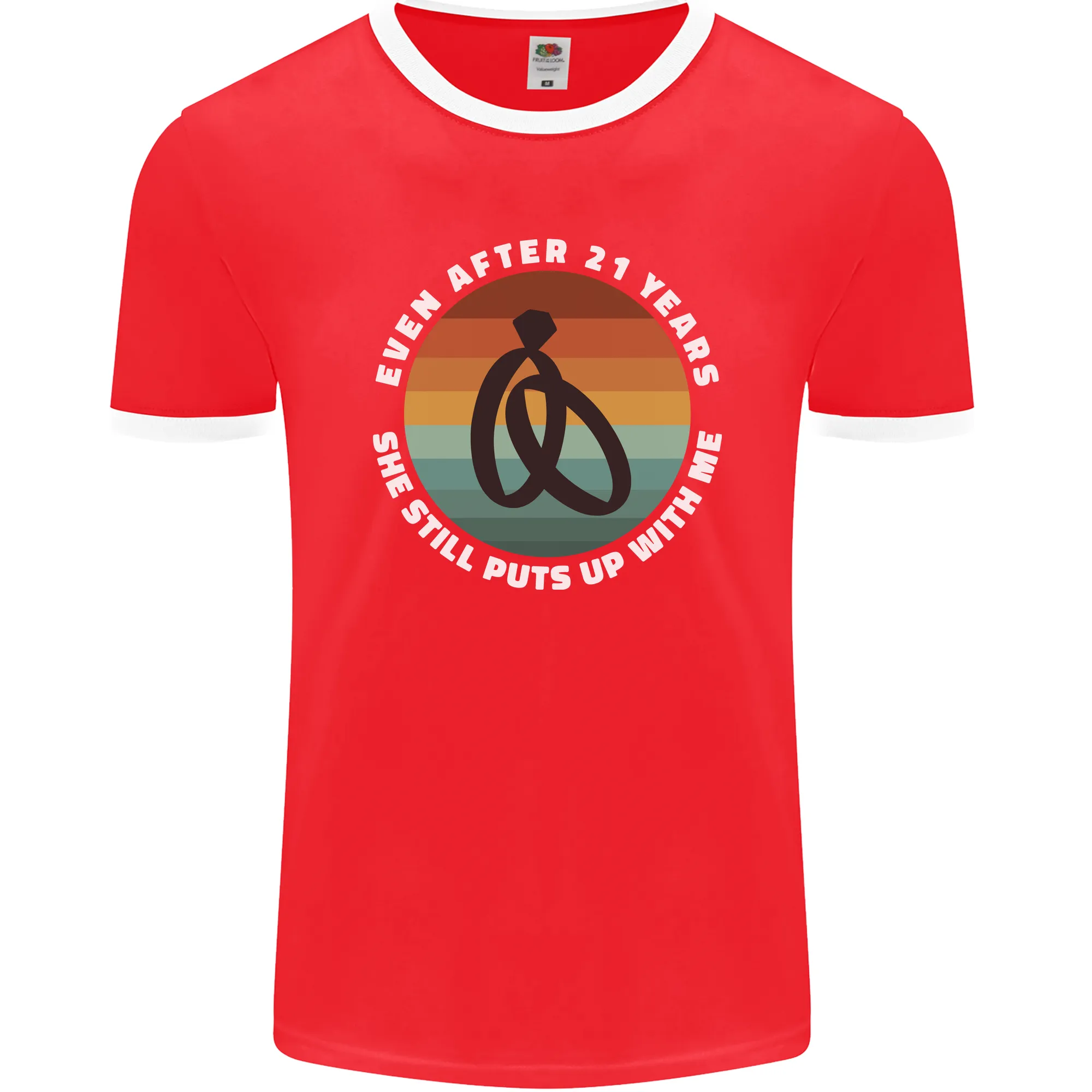 21 Year Wedding Anniversary 21st Marriage Mens Ringer T-Shirt FotL