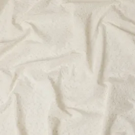 Antique White Cotton Voile Fabric with Floral Embroidery, 110 cm Width-D20119