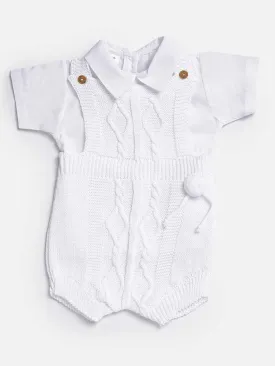 Baby Boy Javi Collection 2-piece Pom-pom Knitted Set-White