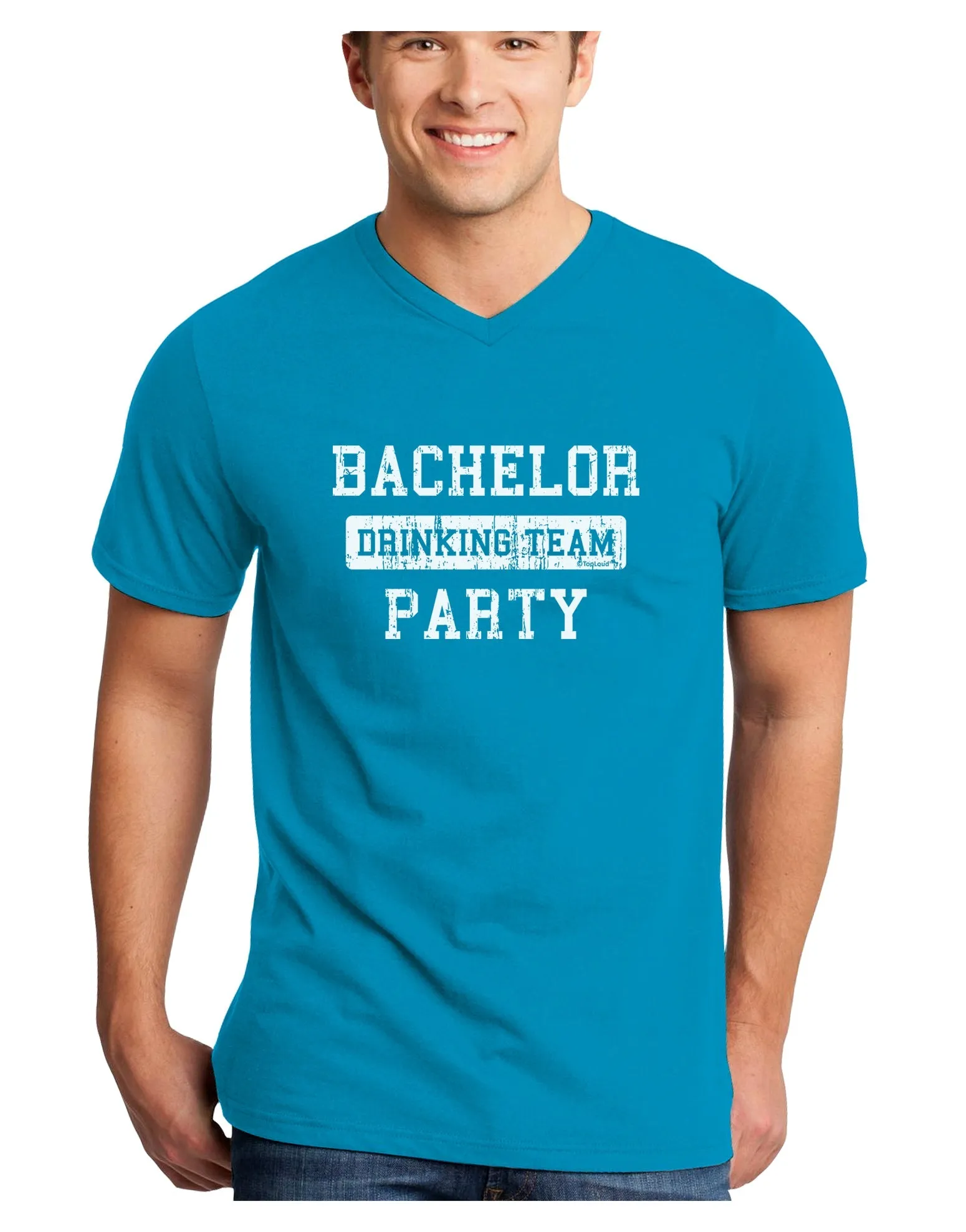 Bachelor Party Drinking Team - Distressed Adult Dark V-Neck T-Shirt
