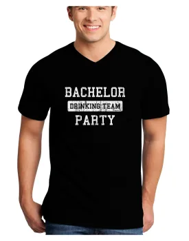 Bachelor Party Drinking Team - Distressed Adult Dark V-Neck T-Shirt