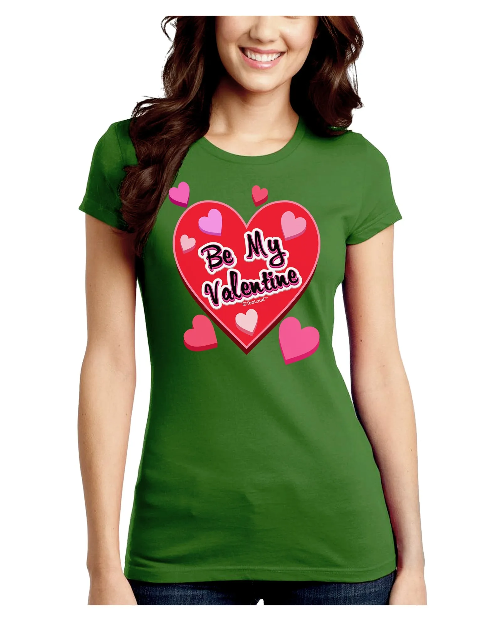 Be My Valentine Romantic Hearts Juniors Crew Dark T-Shirt