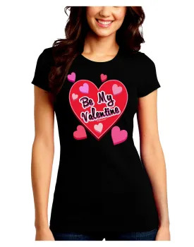 Be My Valentine Romantic Hearts Juniors Crew Dark T-Shirt