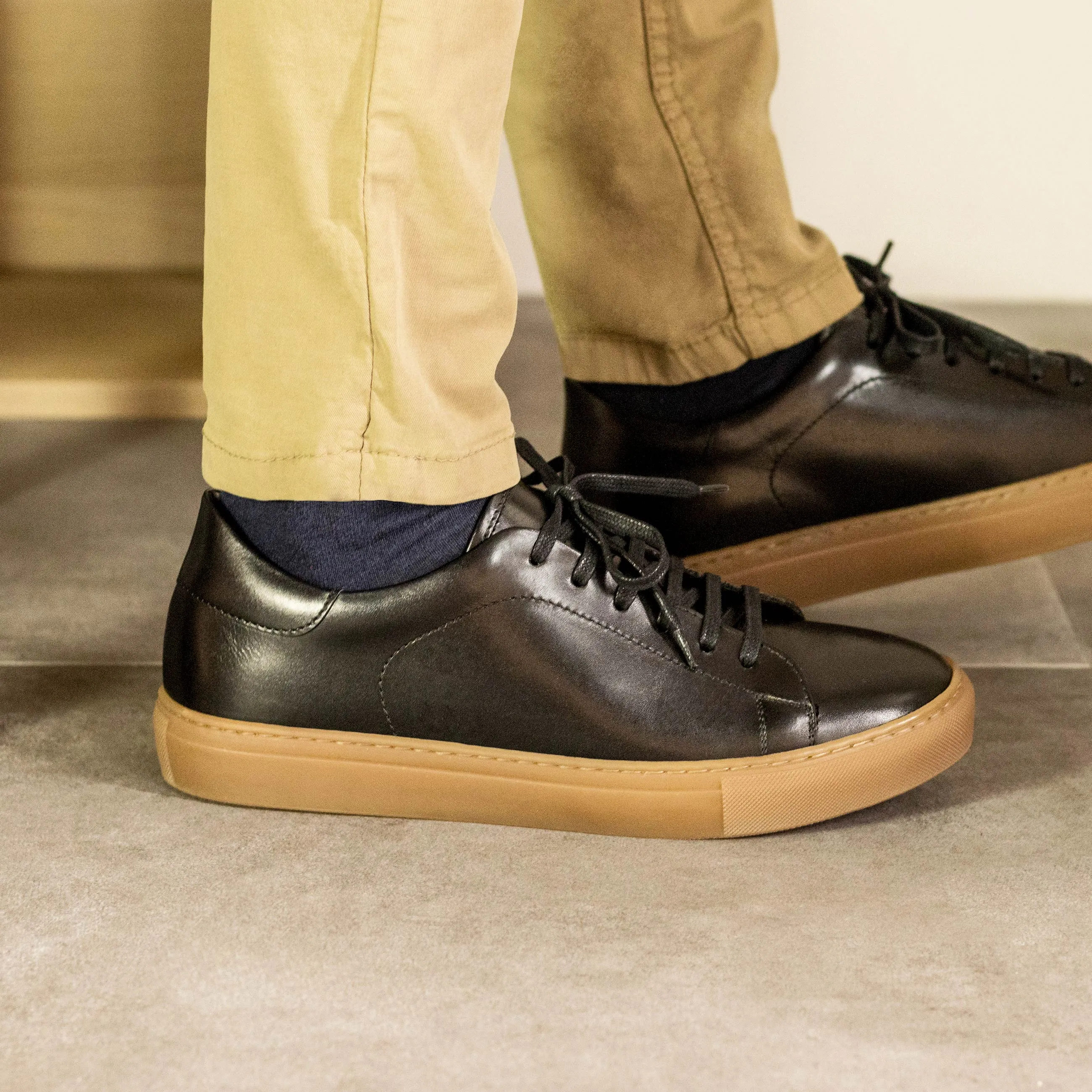 Black Midnight Luxury Nappa Leather Cupsole Sneakers