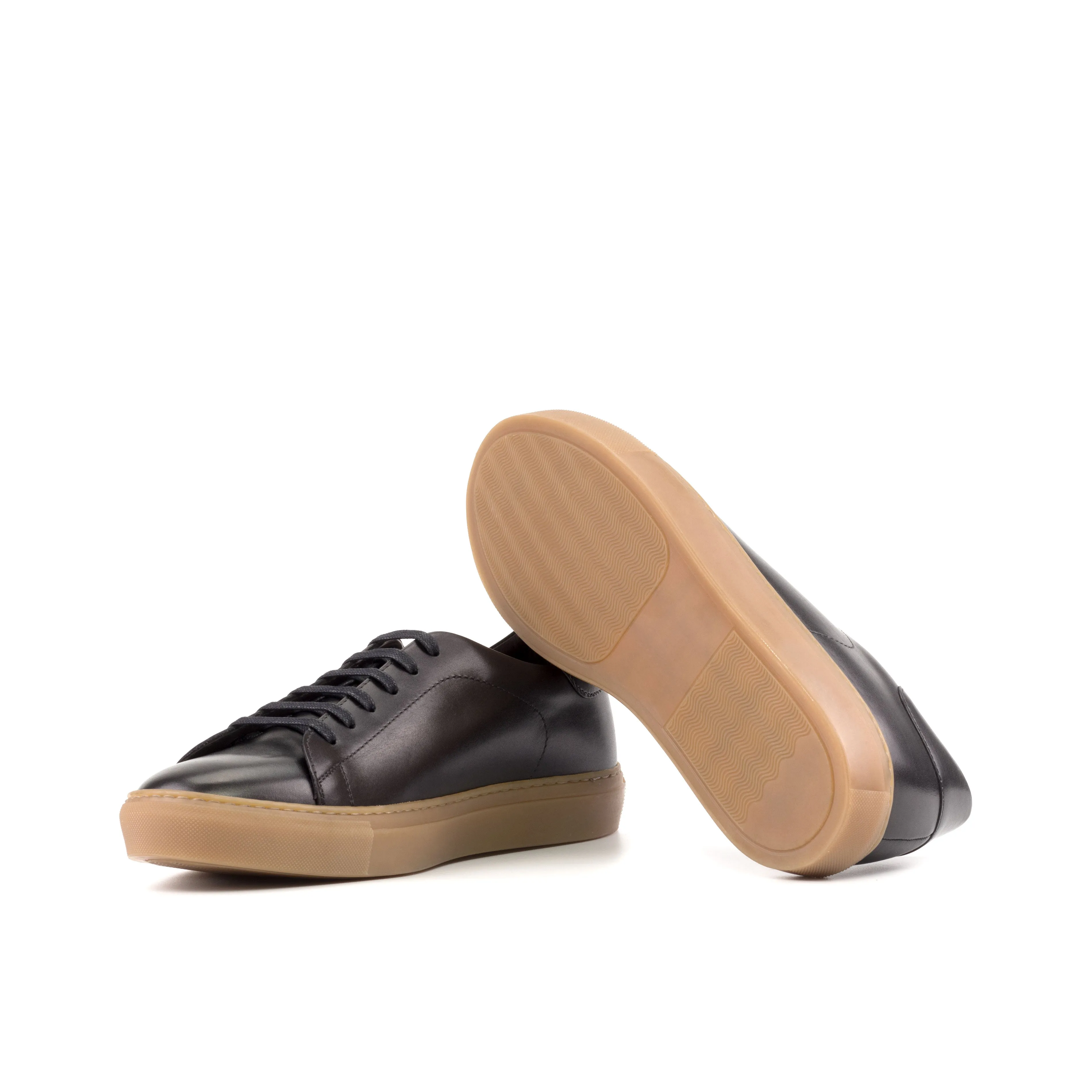 Black Midnight Luxury Nappa Leather Cupsole Sneakers