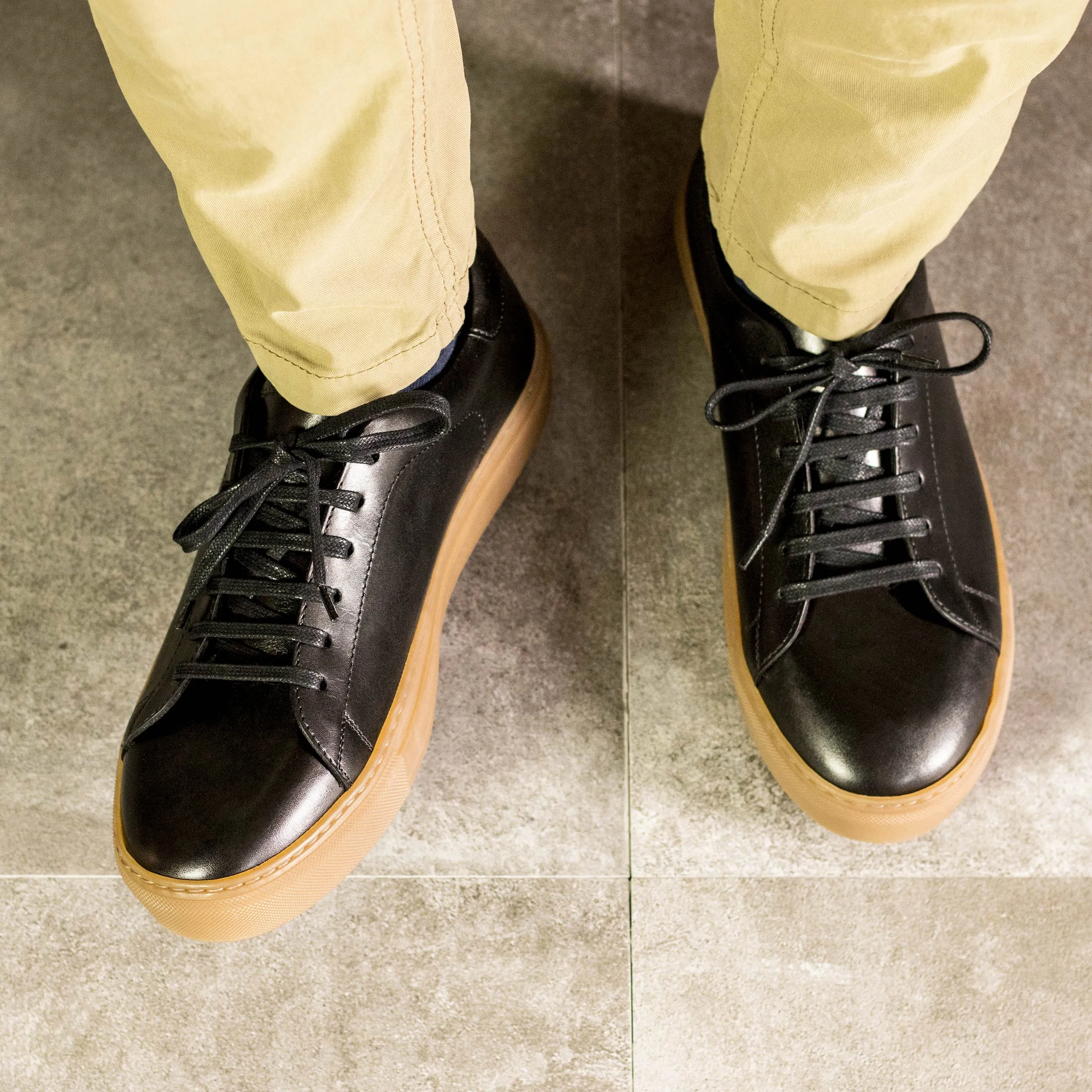 Black Midnight Luxury Nappa Leather Cupsole Sneakers
