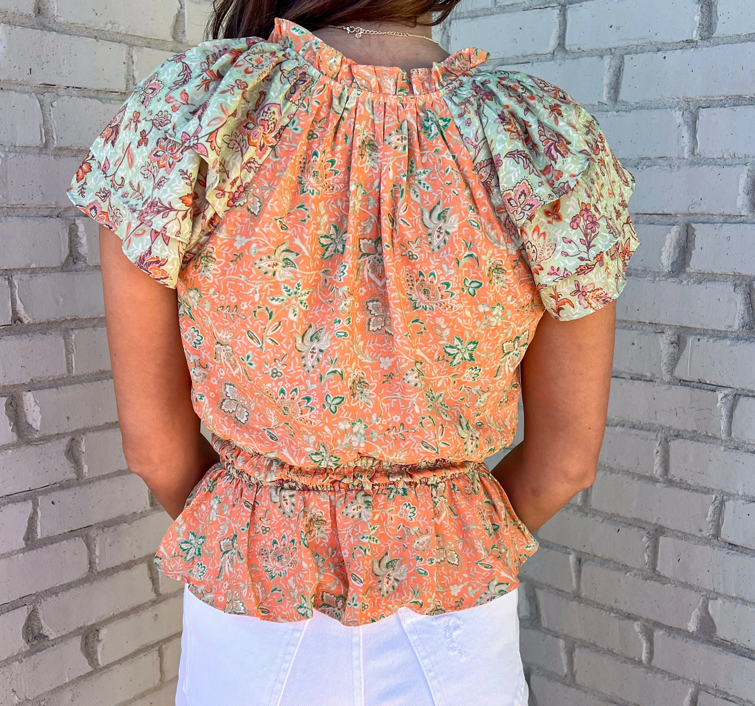 BOHO DREAMS FLORAL PRINTED PEPLUM TOP