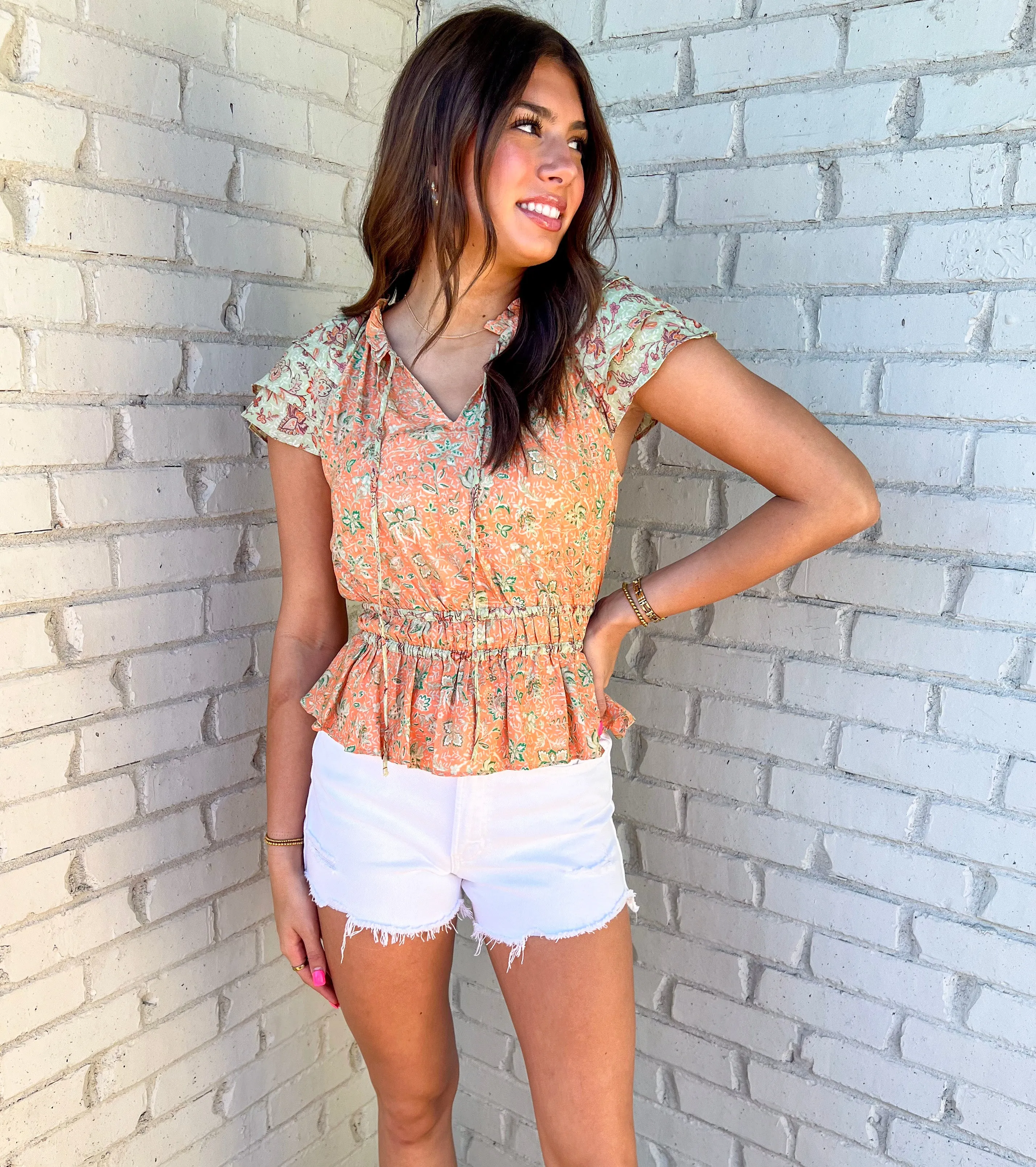 BOHO DREAMS FLORAL PRINTED PEPLUM TOP