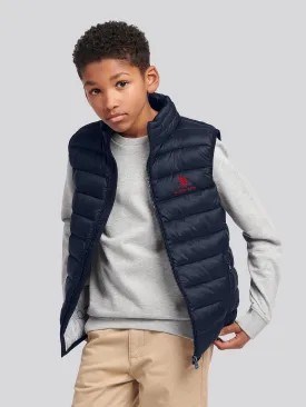 Boys Bound Quilted Gilet in Black Bright White DHM