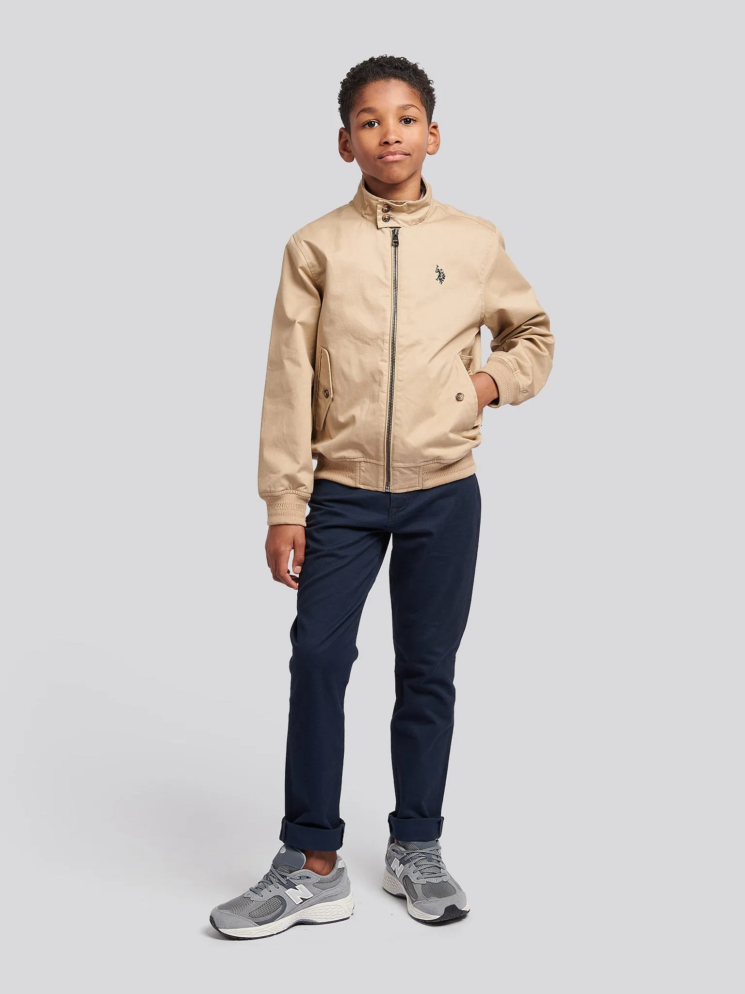 Boys Cotton Twill Harrington Jacket in Cornstalk
