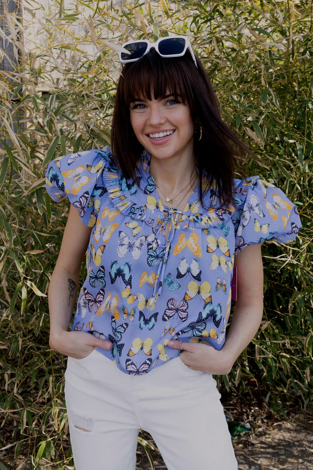 Buddylove Leeland Puff Sleeve Top - Painted Lady