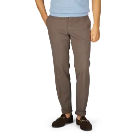 Dark Brown Cotton Stretch Regular Chinos