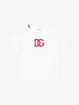 Dolce & Gabbana Girls Embroidered Logo T-Shirt in White