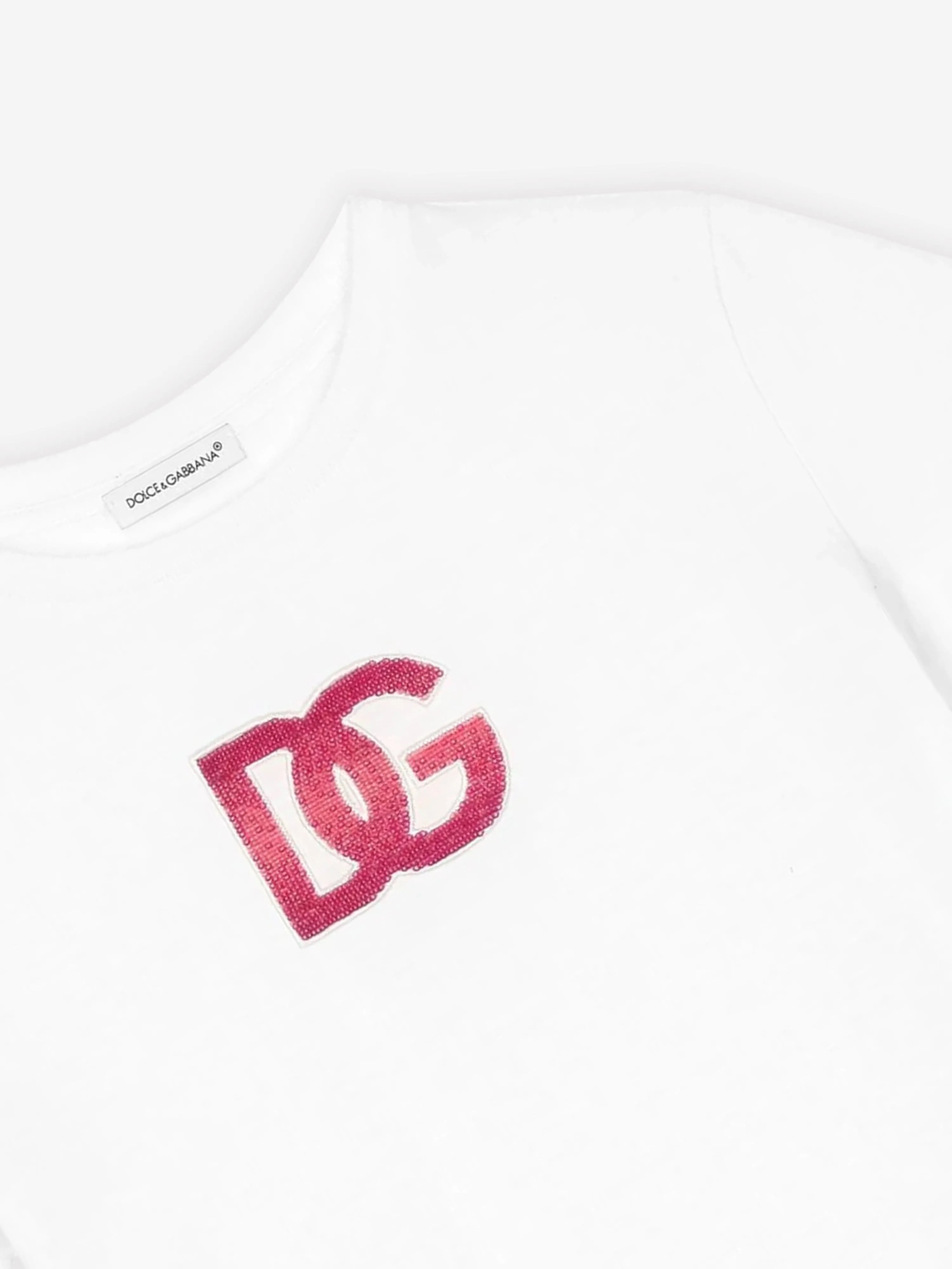 Dolce & Gabbana Girls Embroidered Logo T-Shirt in White