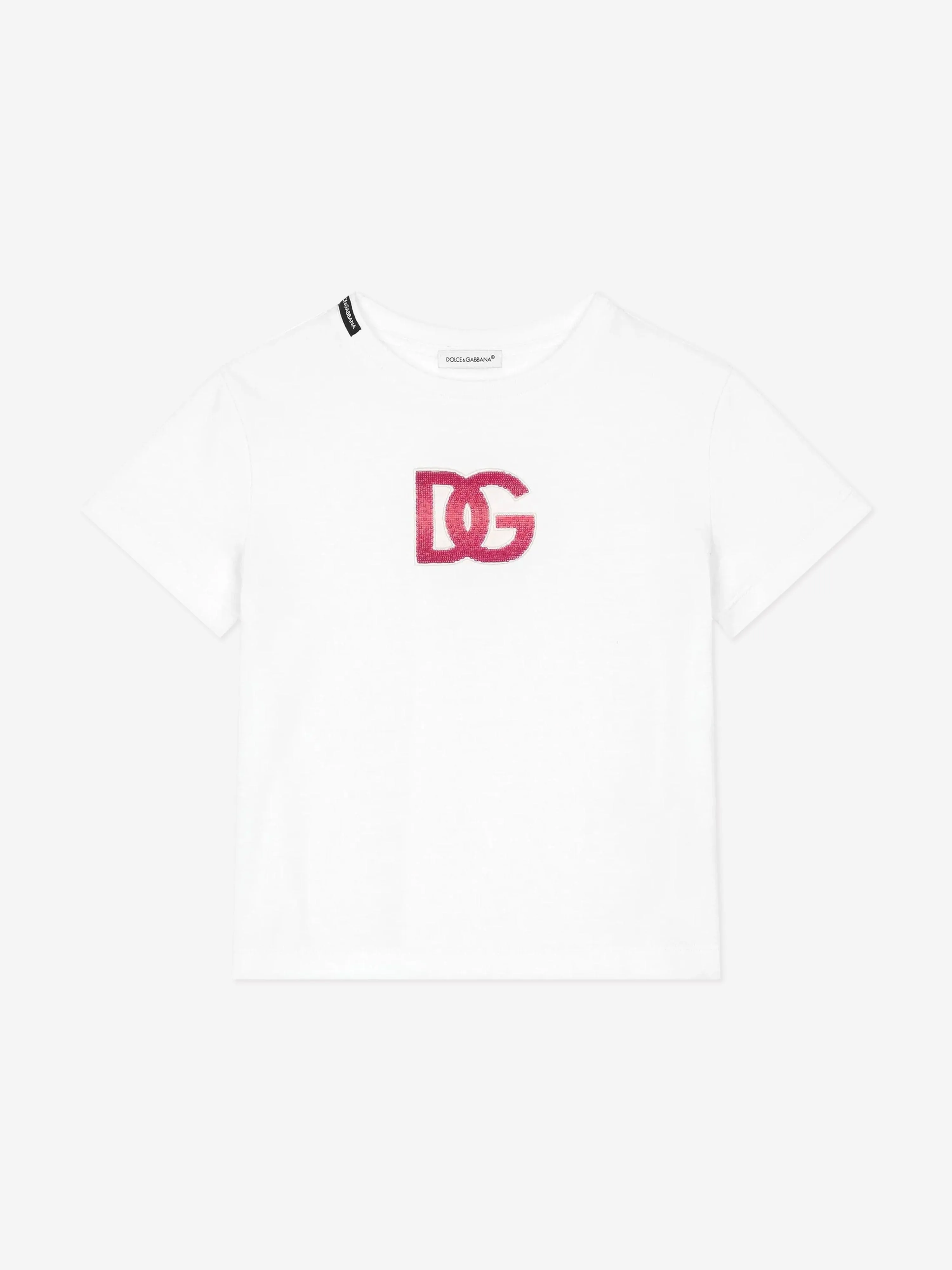 Dolce & Gabbana Girls Embroidered Logo T-Shirt in White