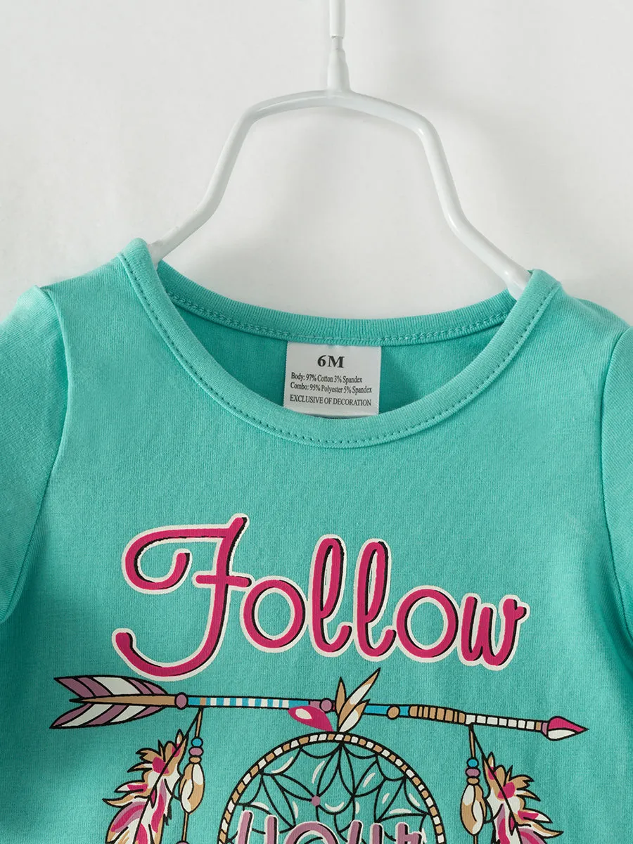 Dreamcatcher Follow Dream Ruffle Baby Girl Romper