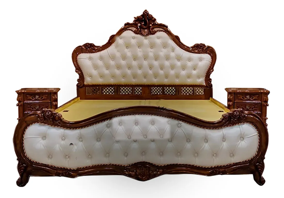 Elegant Designer Teak Wooden Bed Set