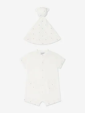 Emporio Armani Baby Romper and Blanket Gift Set In White