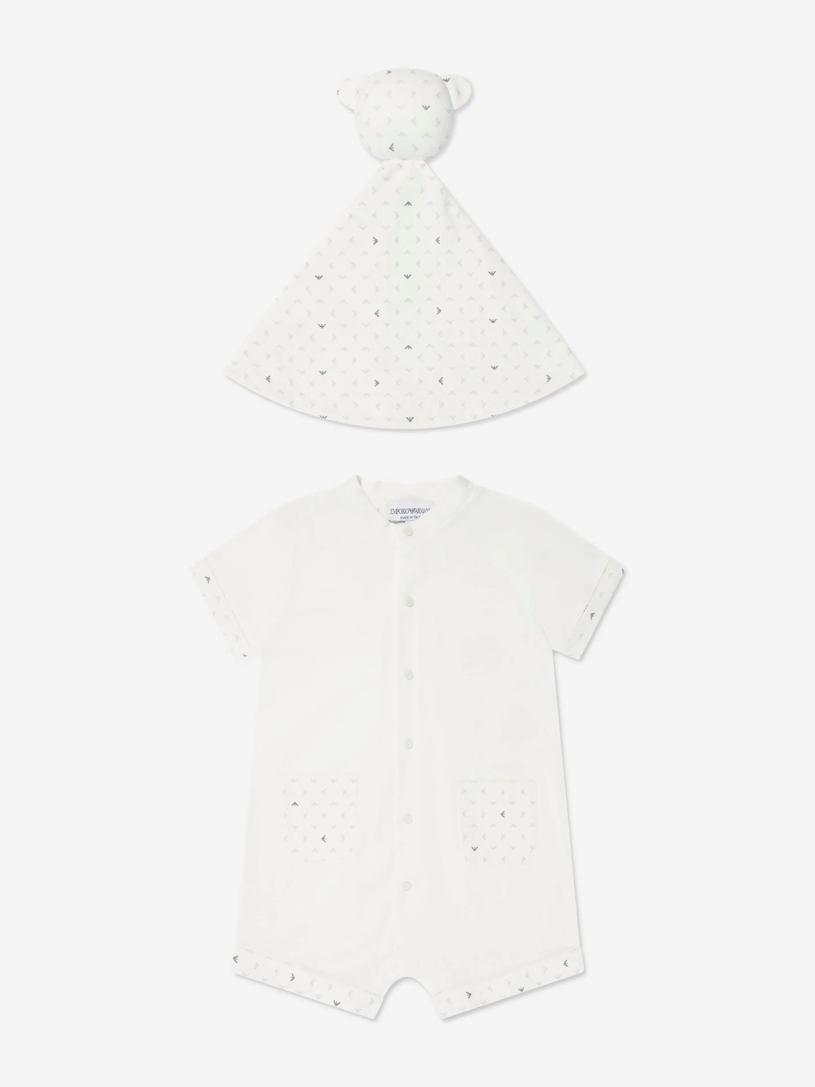 Emporio Armani Baby Romper and Blanket Gift Set In White
