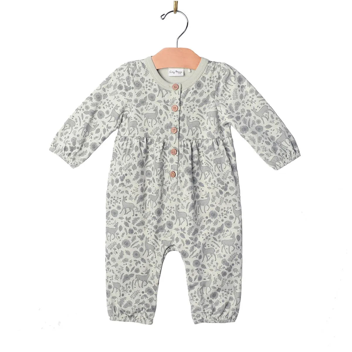 Fall Deer Henley Long Leg Romper