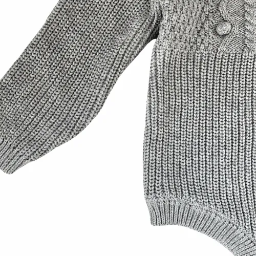 Flutter Sleeve Knit Romper || Biscotti/Stormy Gray