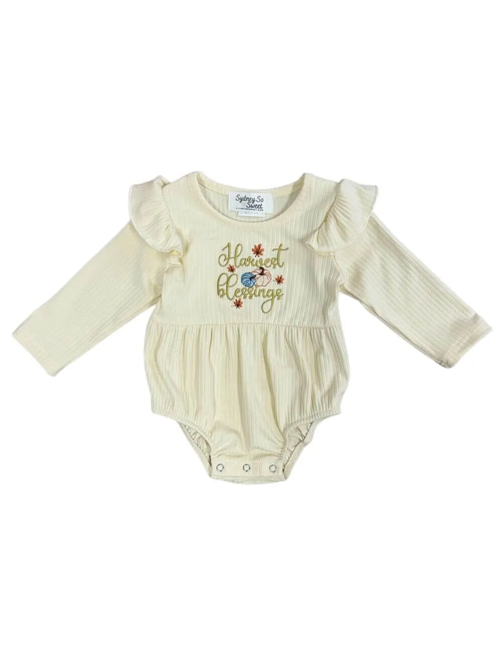 Harvest Blessings Ruffle Trim Girls Long Sleeve Romper