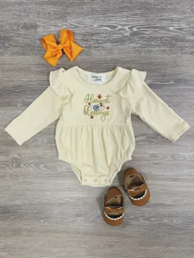 Harvest Blessings Ruffle Trim Girls Long Sleeve Romper