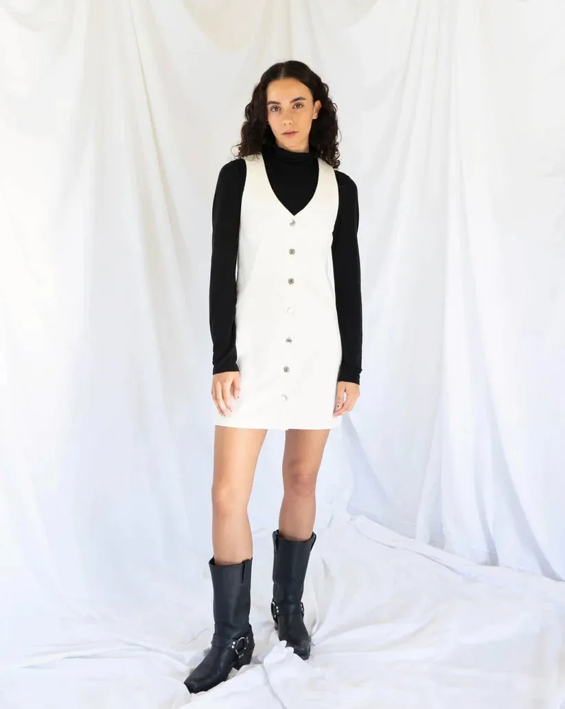 Hijulez Stella Cord Dress (Off-White)