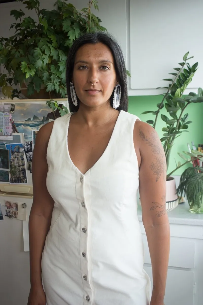 Hijulez Stella Cord Dress (Off-White)
