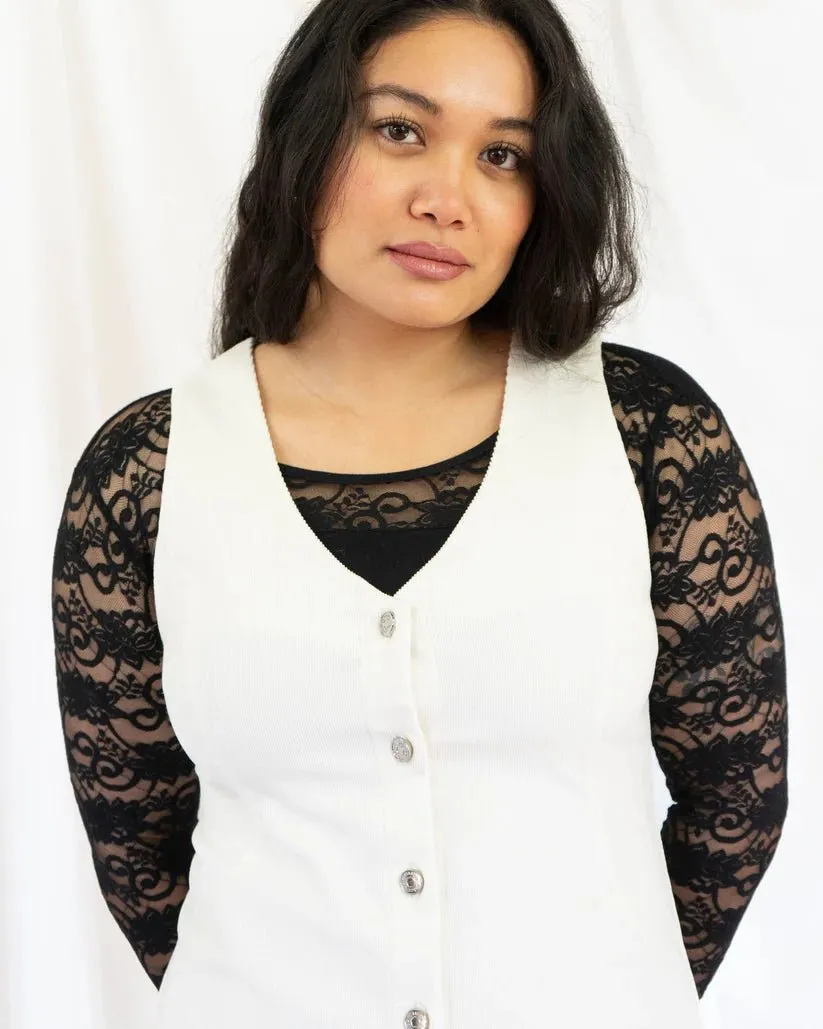 Hijulez Stella Cord Dress (Off-White)