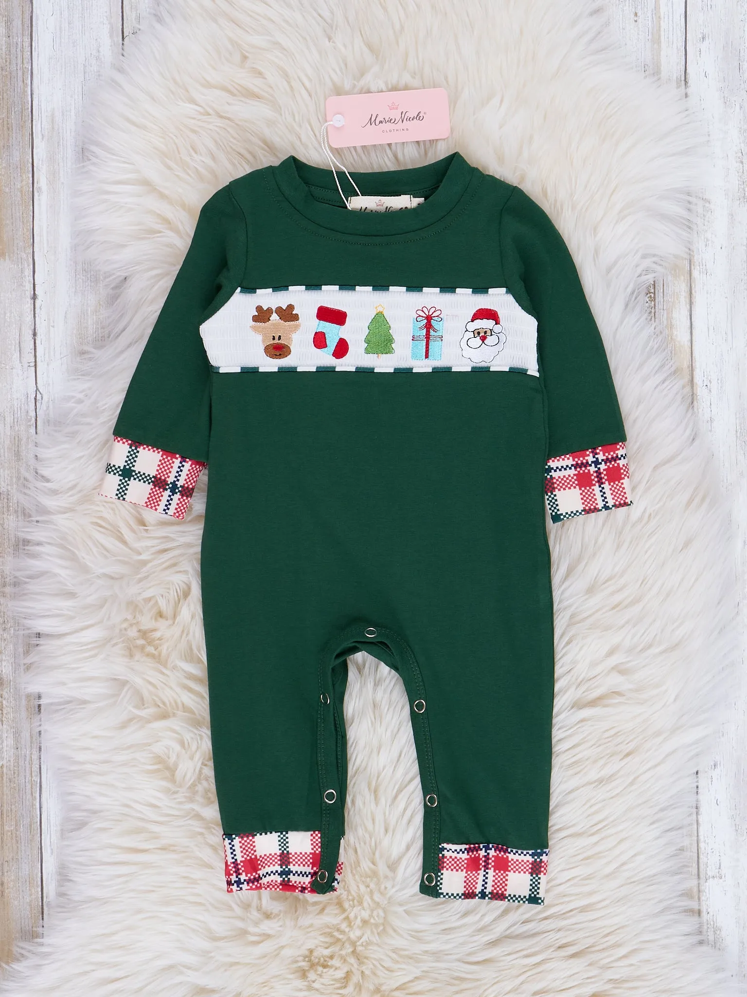 Hunter Green Smocked Holiday Plaid Romper - Restocked!
