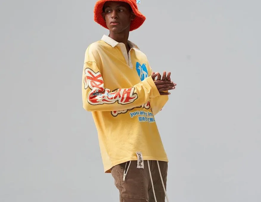 Hyde Park Dripping in Japan Long Sleeve Polo (Gold)