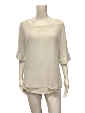 Joseph Ribkoff Top White Layered Fishnet Tunic Size: 12