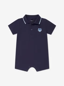 KENZO Baby Boys Organic Cotton Tiger Polo Romper in Navy